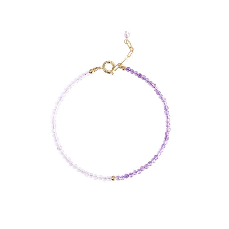 Purple crystal bracelet with 2mm beads in geometric rattan design
