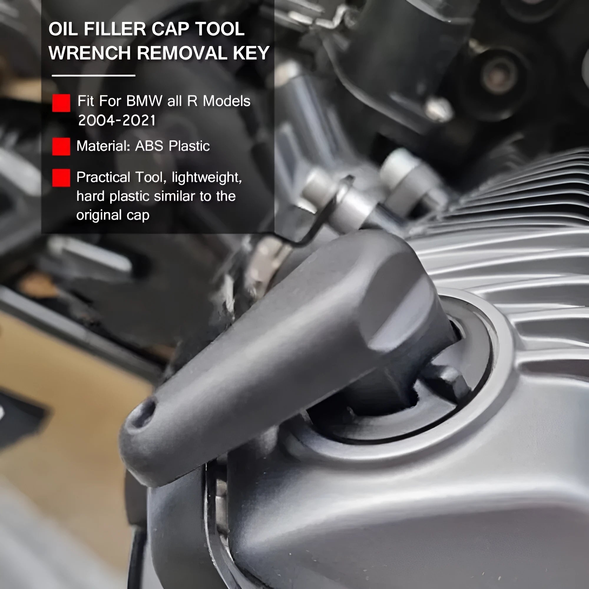 Black nylon quick release wrench for BMW motorcycle engine oil cap