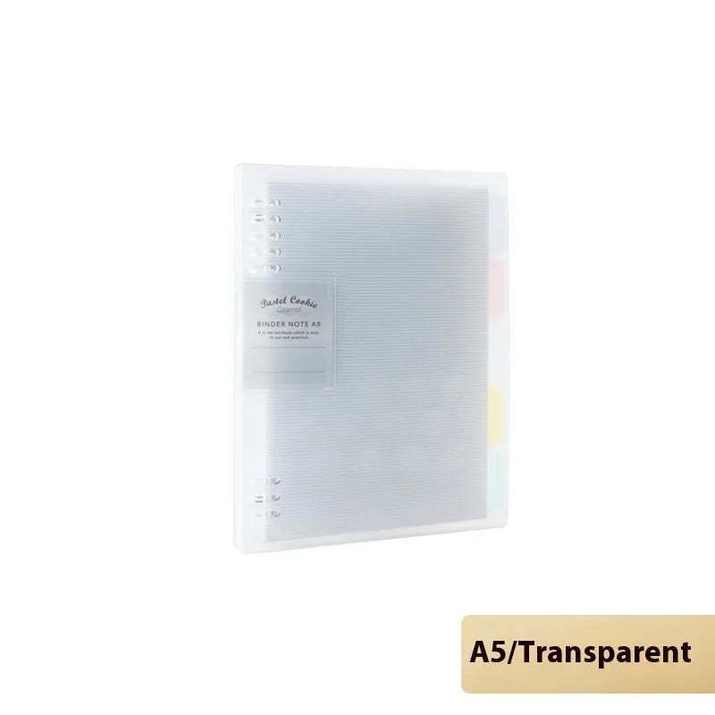 Refillable loose-leaf spiral notebook in B5 size with a pastel blue PP cover and lined pages.