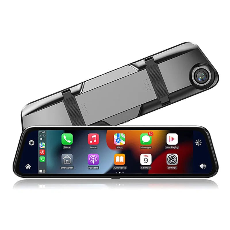 9-inch universal touch screen dual camera wireless car GPS navigation unit in black with HD display