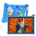 7-inch children's silicone tablet case with flat strap in sapphire blue or dark pink colours