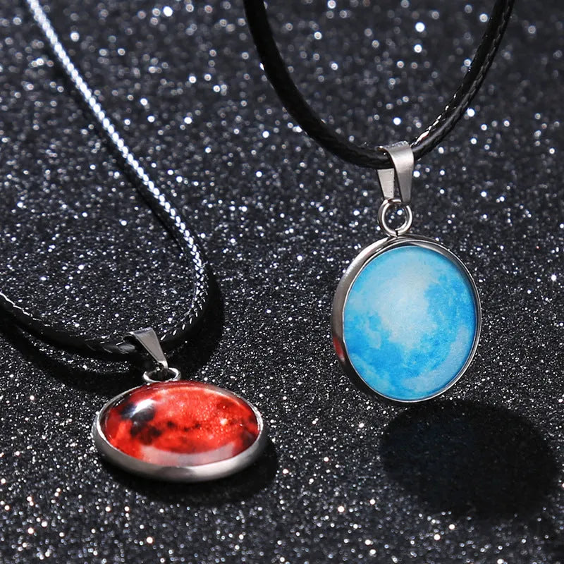 Luminous constellation design alloy pendant necklace on a chain with an extension.