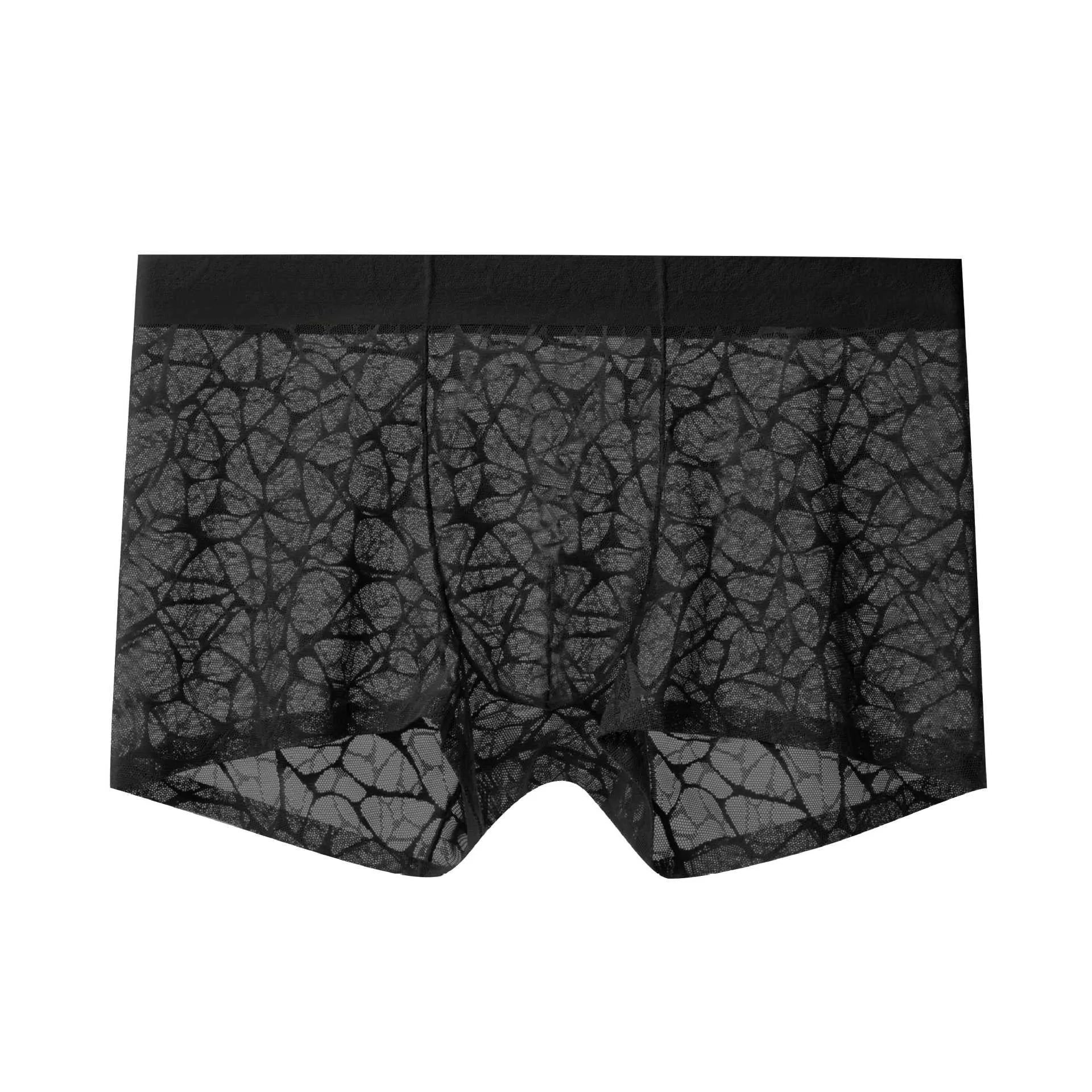Men's leopard jacquard underwear in thin lace fabric showing five colour options