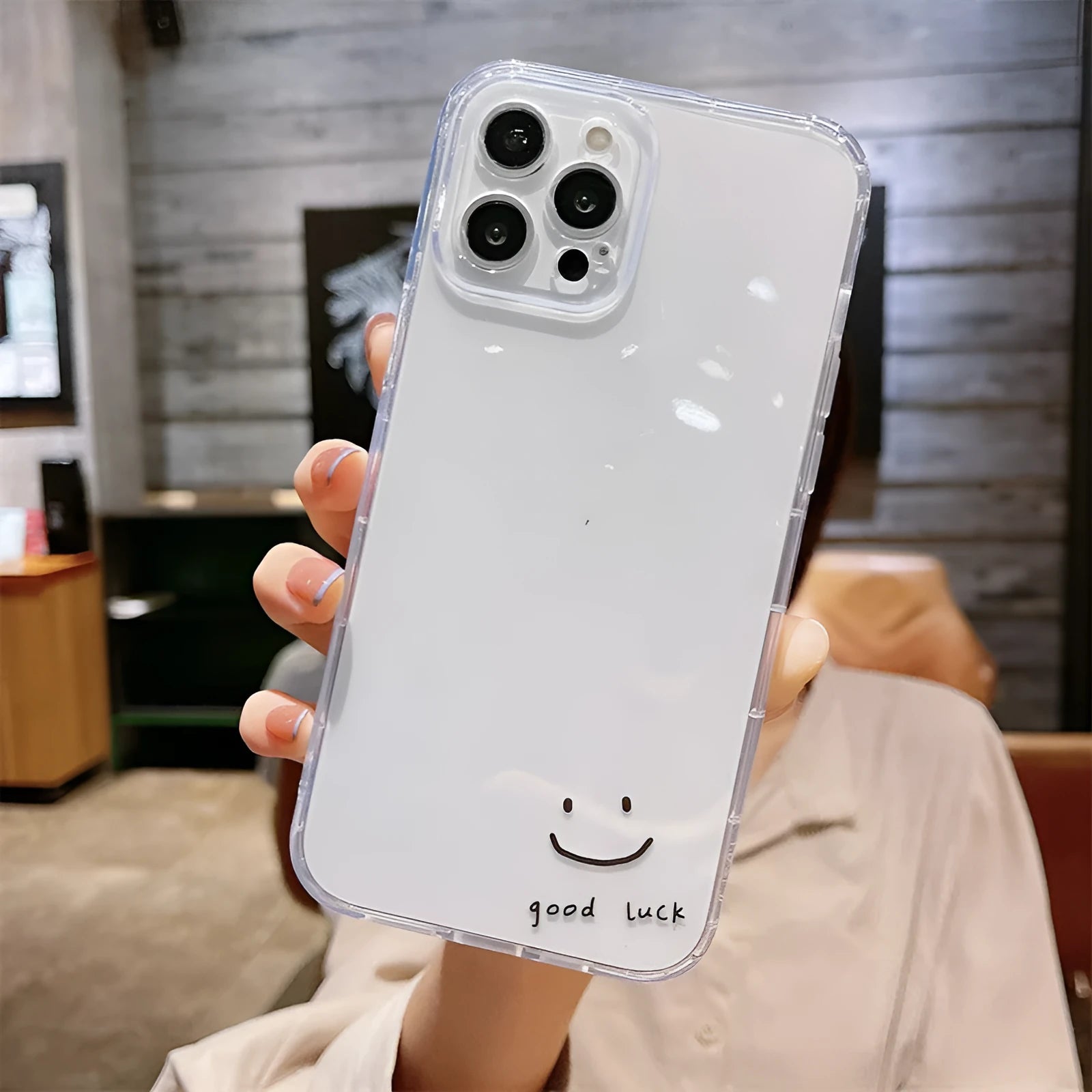 Transparent TPU phone case with cute pattern for iPhone 6 to 13 series