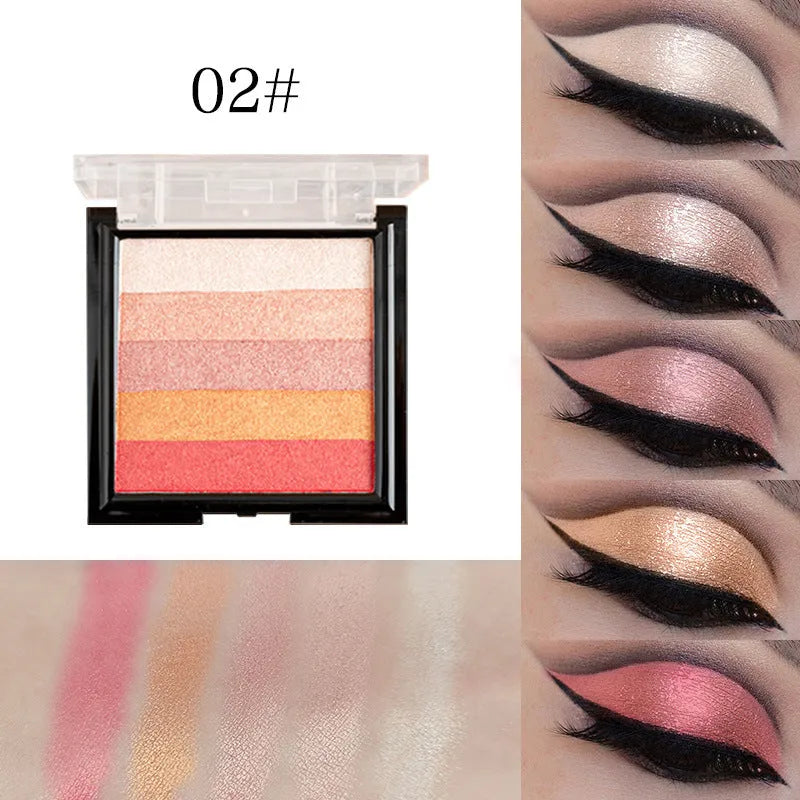 Highlight eye shadow palette with six colour shades for contour brightening and dimensional makeup effects