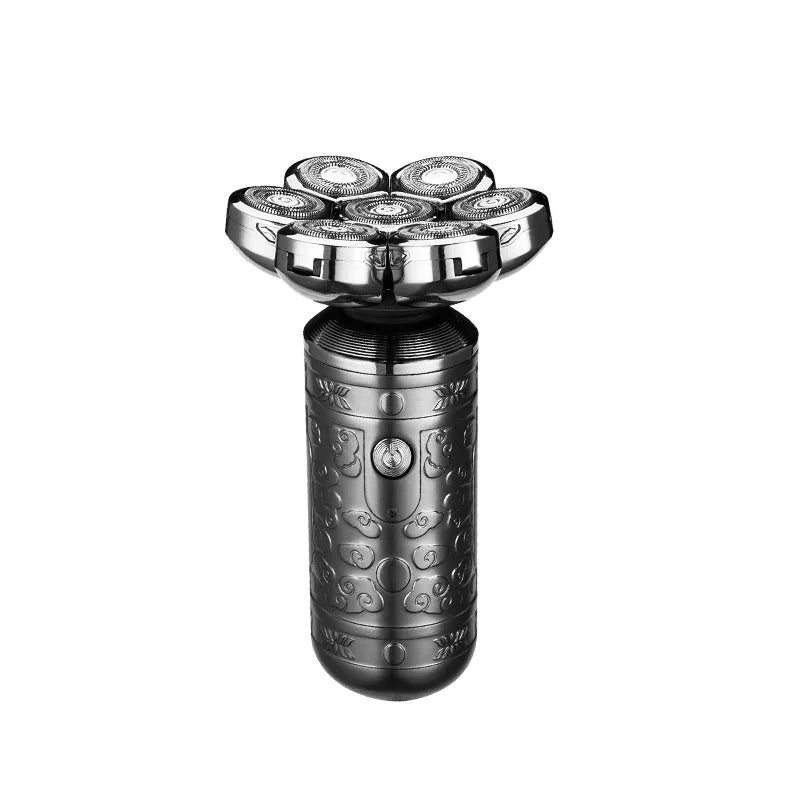 Silver Black zinc alloy floating cutter head shaver with USB cable on background
