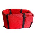 Portable grey cloth dog kennel for outdoor and car travel use.