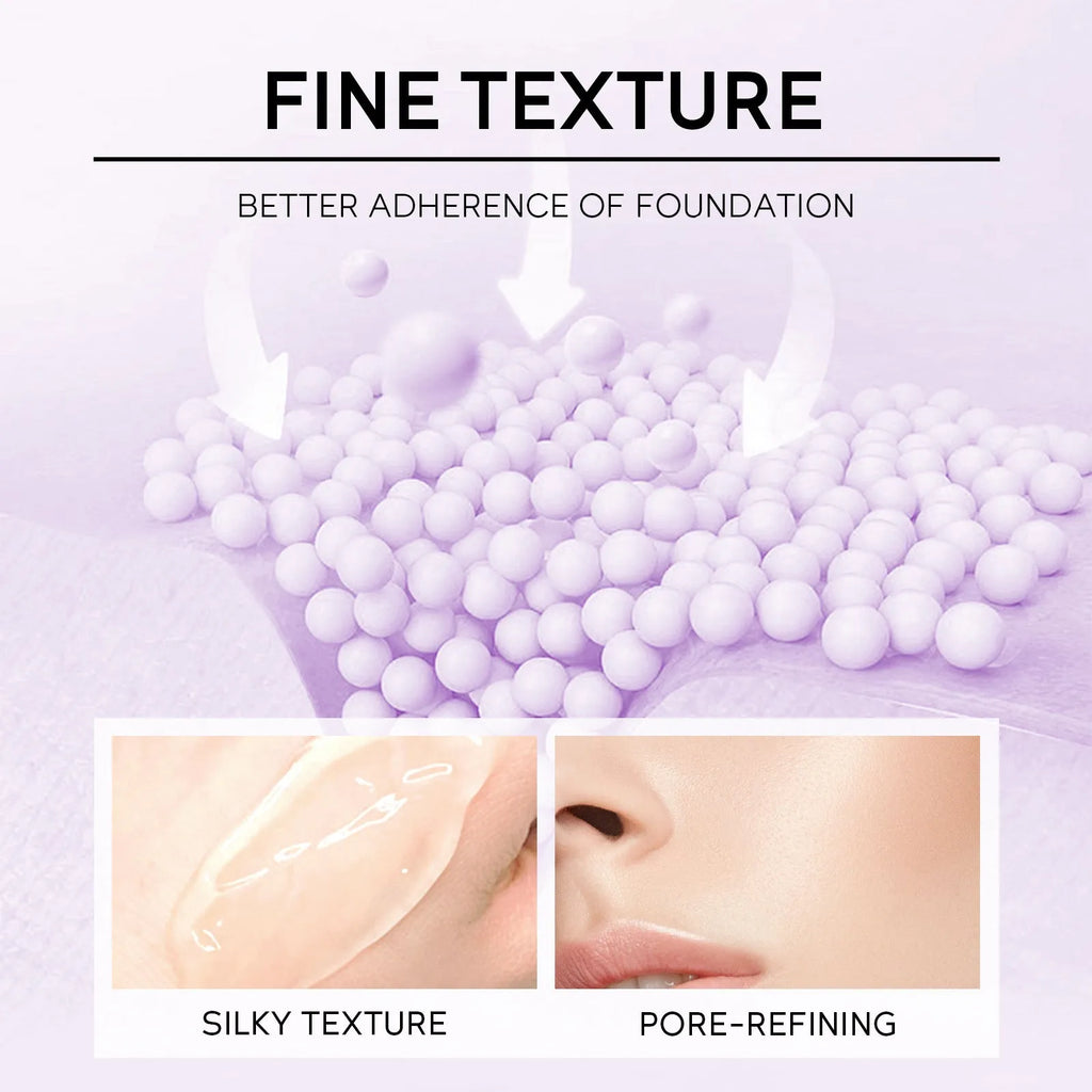 30g moisturising makeup primer tube with colour options: green, pink, and purple.