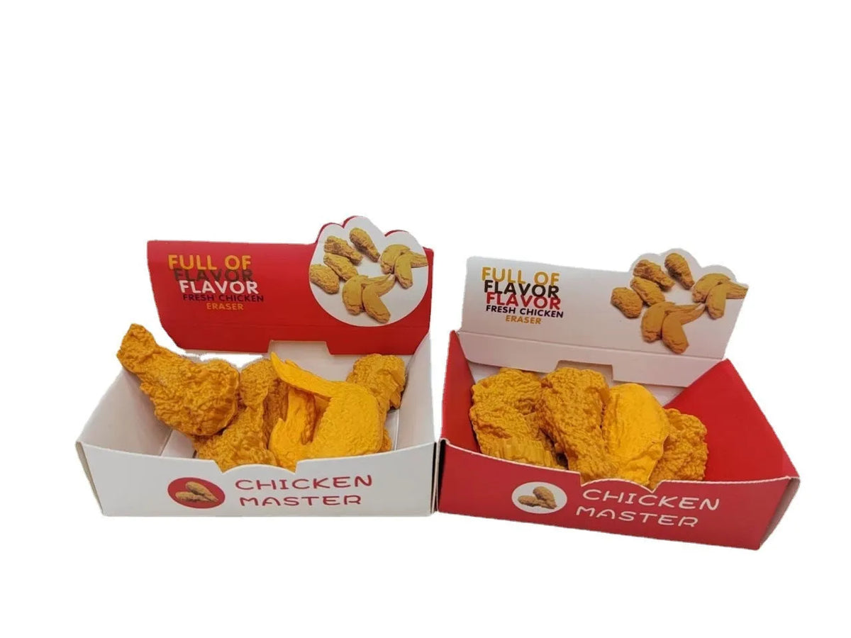 Chicken wing drumstick eraser in roast wing colour, TPR writing correction eraser, 4cm size