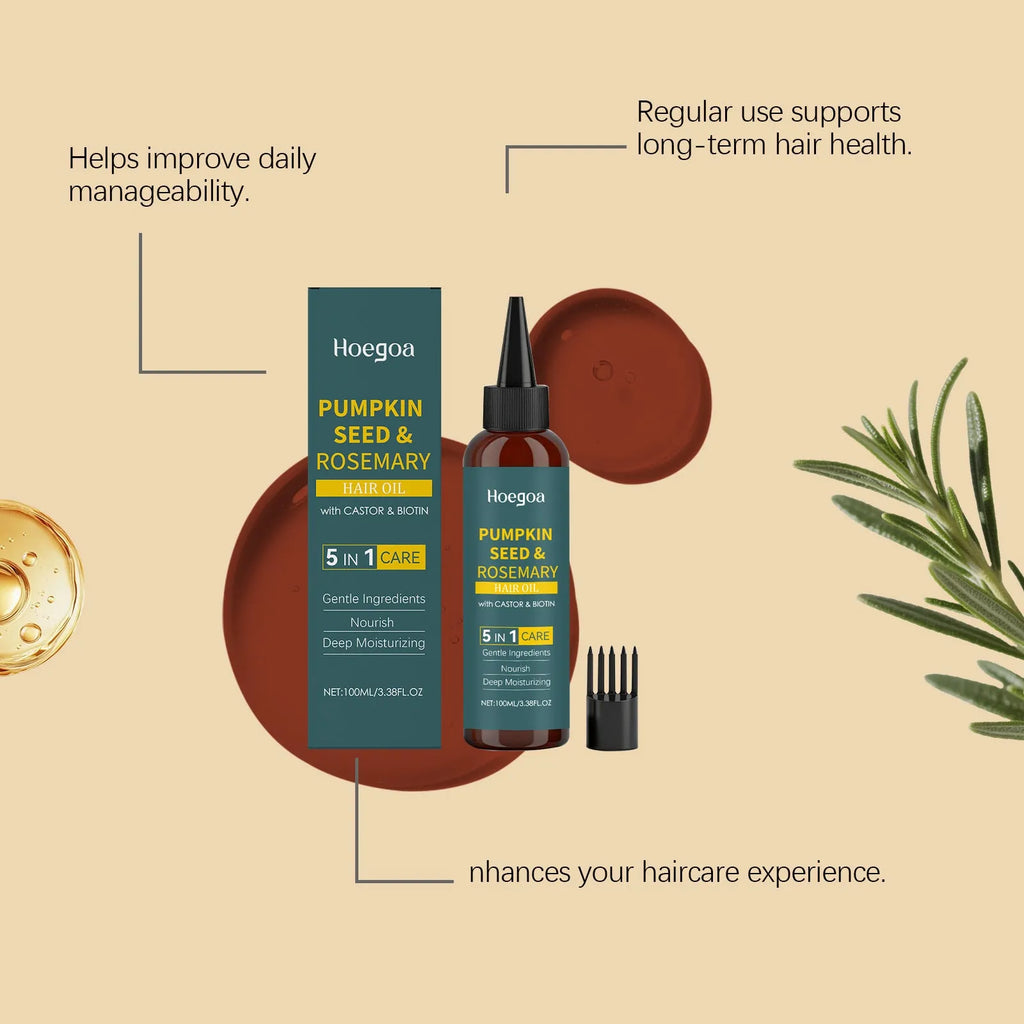 Rosemary hair care essential oil 100ml bottle with pointed applicator and hair comb