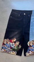 Men's blue cotton shorts with Jesus printed back pocket in tapered casual design