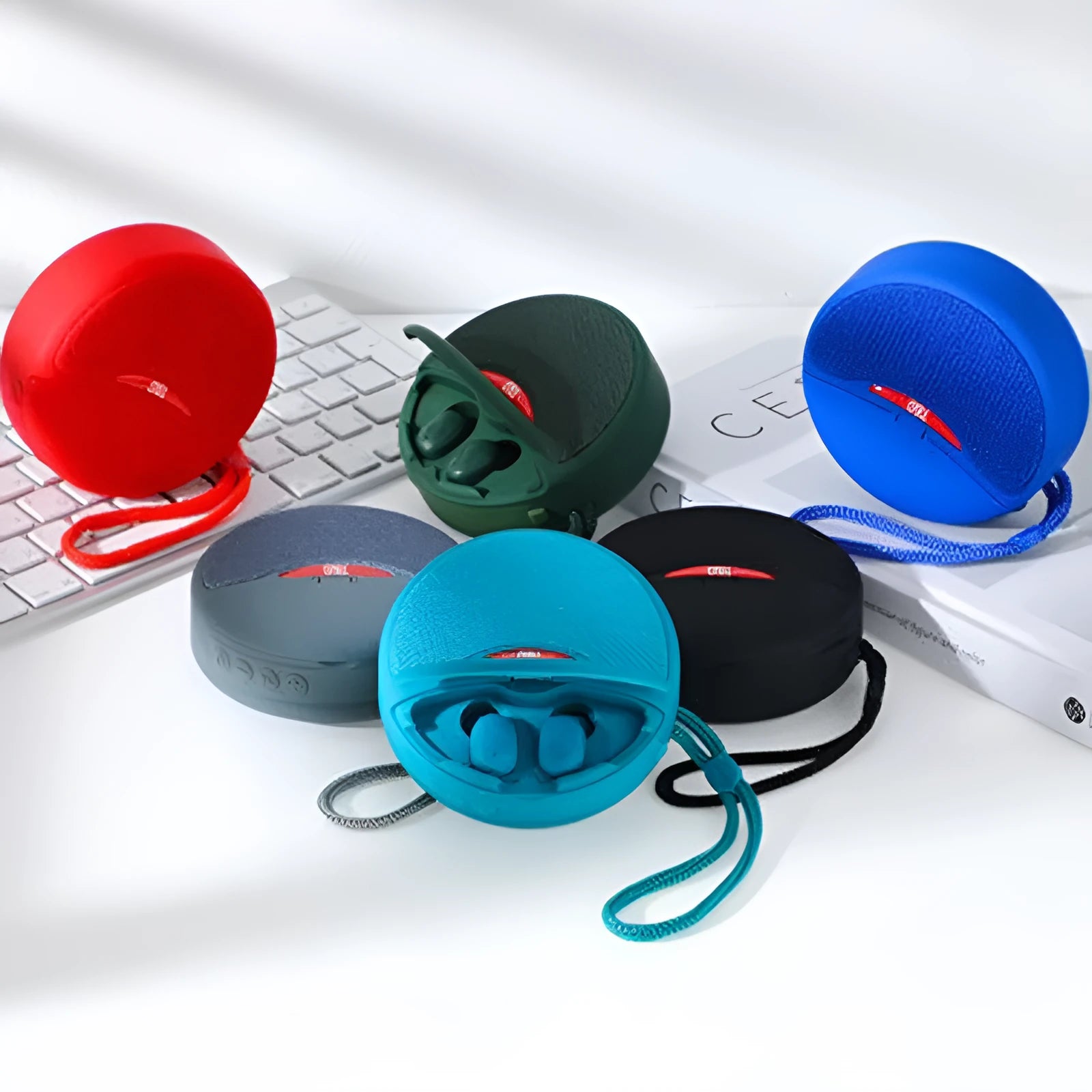 TG808 outdoor Bluetooth speaker with headset in black, showing horn and controls