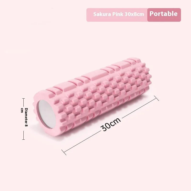 EVA foam roller in assorted colours showing different diameter sizes for fitness recovery.