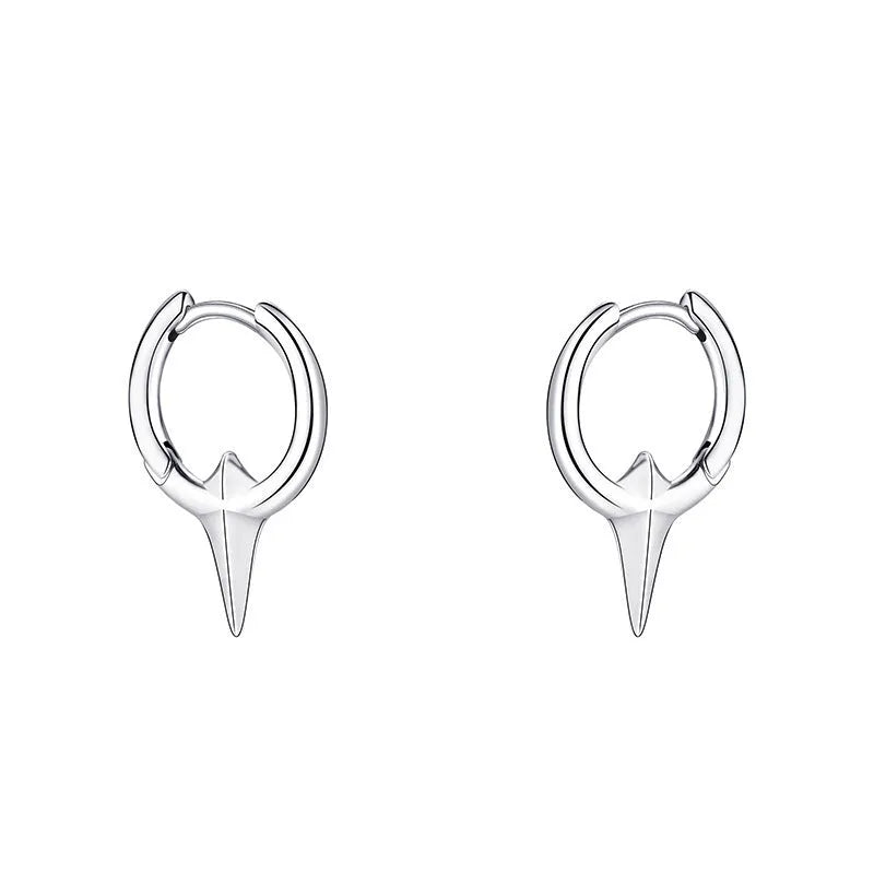 Platinum coloured geometric star shaped ear clips for women with a white gold plated finish