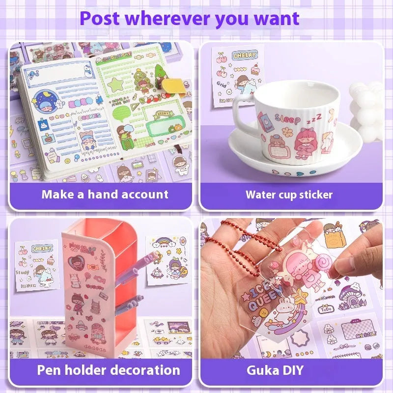 Children's removable sticker set with five themed designs in a box