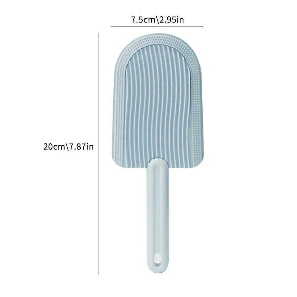 Blue foldable pet grooming brush with silicone bristles for cats and dogs