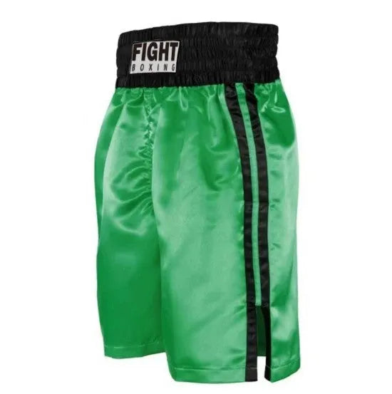 Boxing shorts for kickboxing in multiple colour combinations with striped waistband designs, sizes XS to XXXL