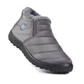 Men's waterproof snow boots with plush lining, non-woven upper, EVA outsole, slip-on ankle design.