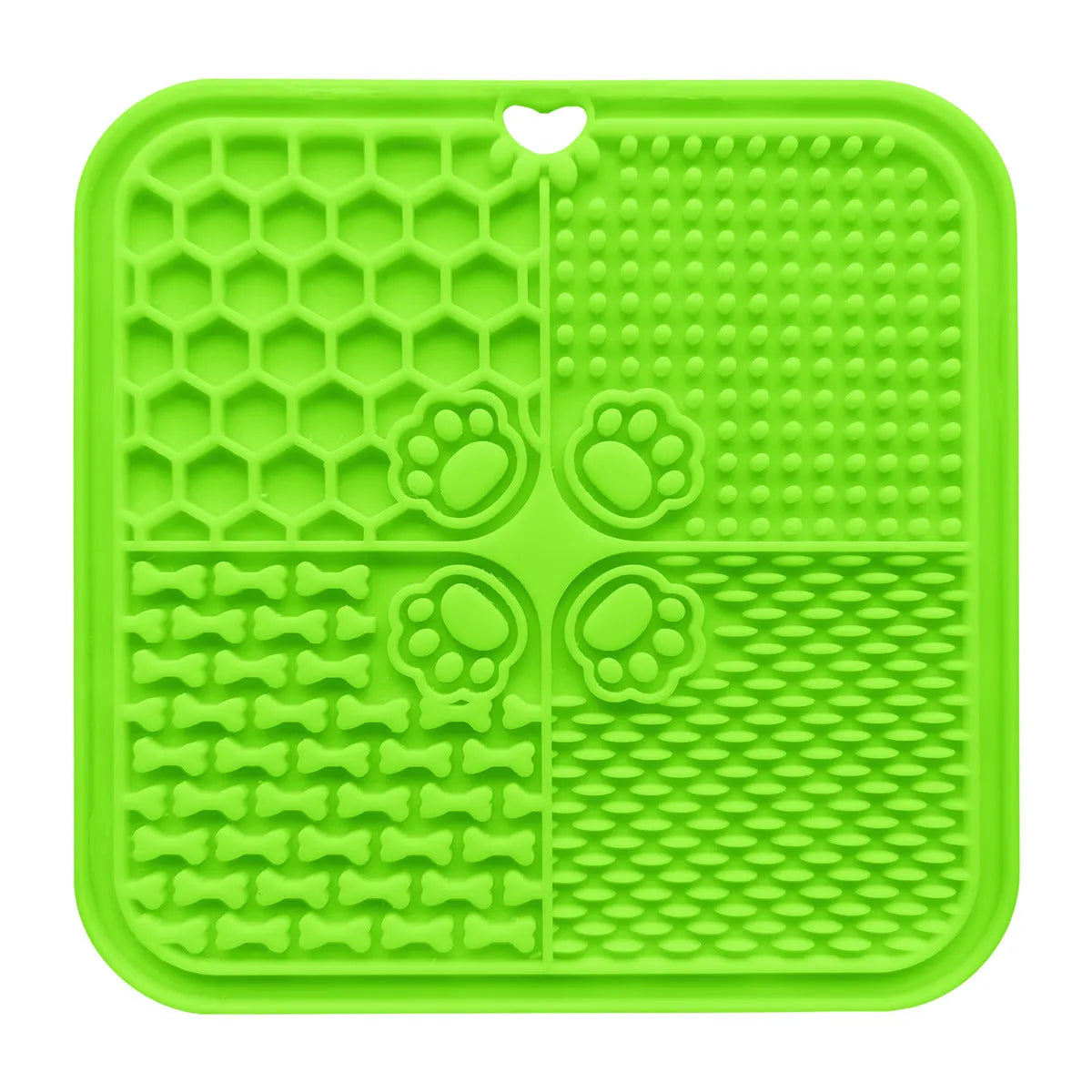 Silicone dog slow food mat in black with raised ridges to slow eating, anti-scatter design