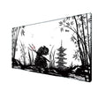 Japanese samurai pattern gaming mouse pad on desk with computer mouse