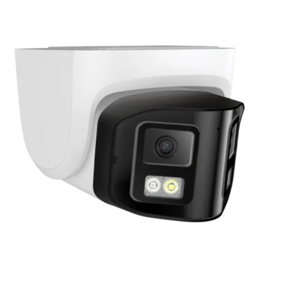 4MP dual-lens IP66 waterproof panoramic CCTV webcam for indoor and outdoor security surveillance.