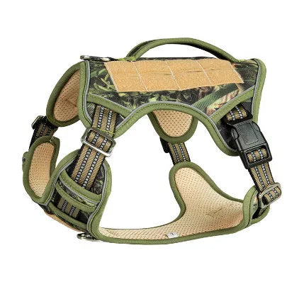 Oxford cloth tactical dog chest strap in camouflage colour for search and rescue working harness.