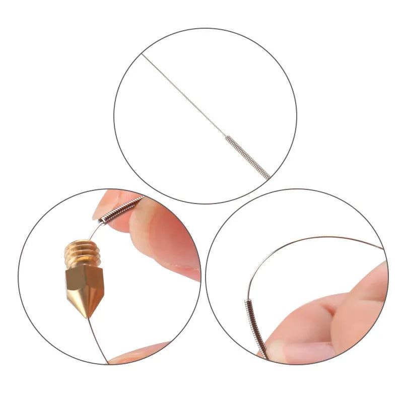Mk8 E3D nozzle cleaning needle set with five diameter options for 3D printer maintenance