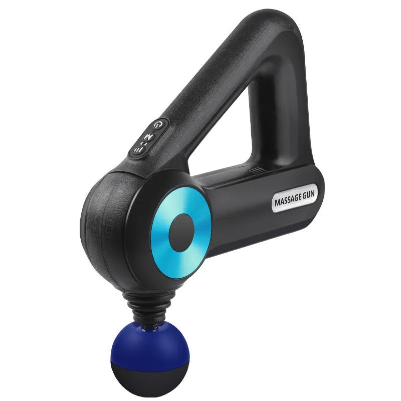 Blue fascia gun with 12 massage heads and 11mm amplitude for deep muscle relaxation