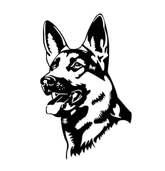 Reflective Alsace Shepherd dog vinyl car bumper sticker in 13x8 cm size.