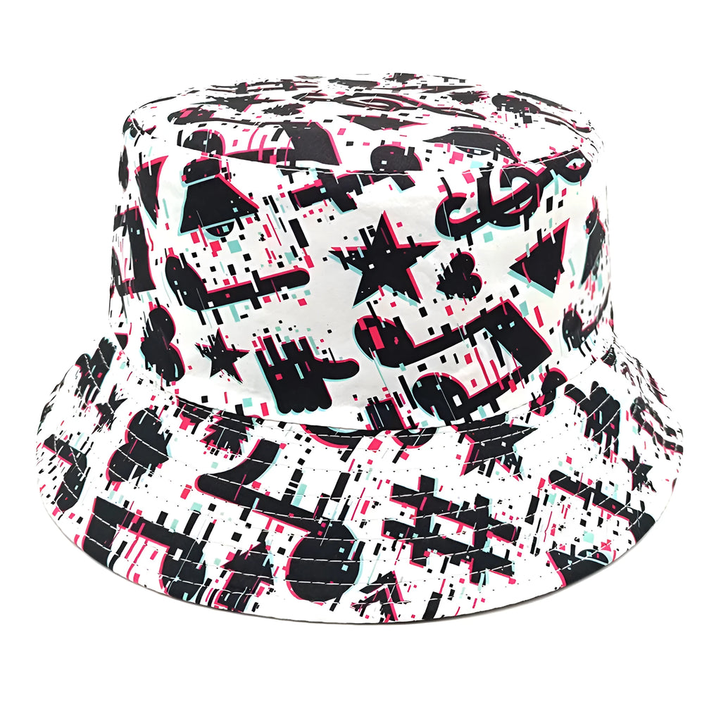 Musical note pattern printed polyester bucket hat with dome crown style