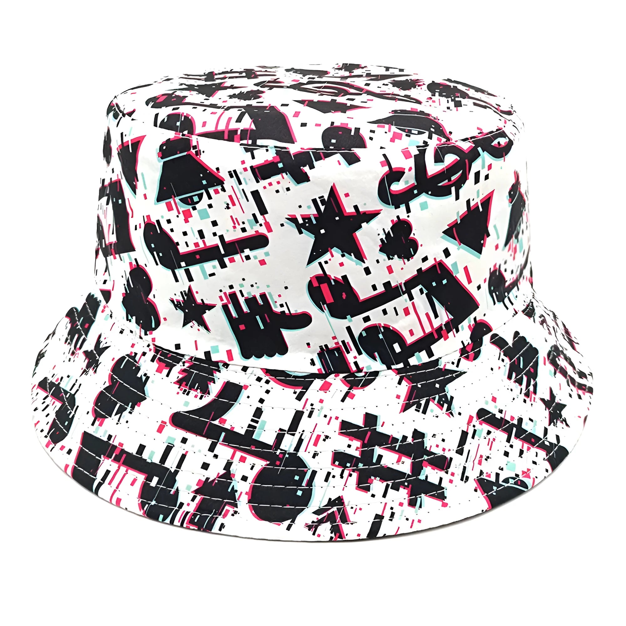 Musical note pattern printed polyester bucket hat with dome crown style
