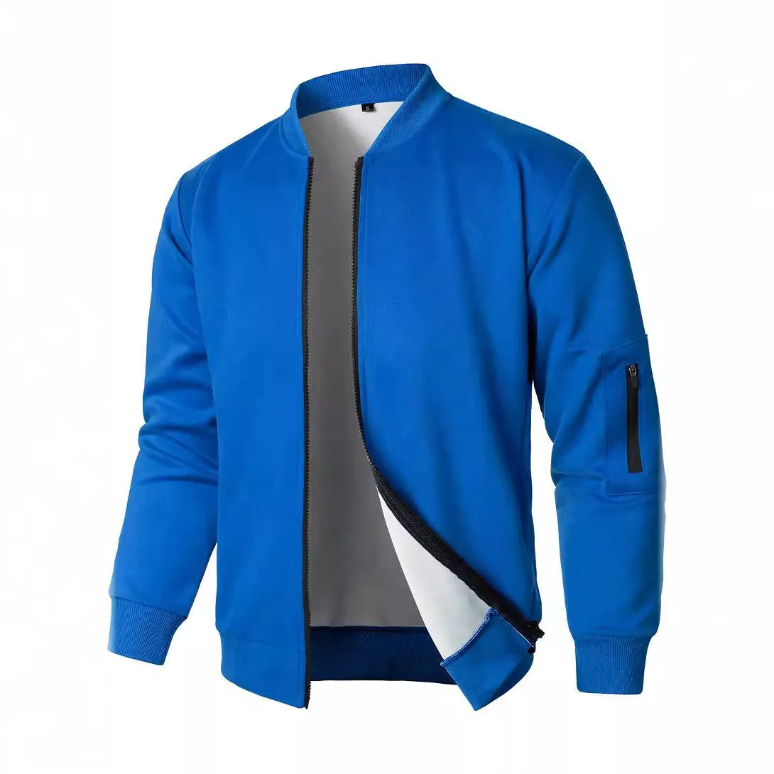 Men's knitted cotton jacket in loose fit business casual style with polyester lining