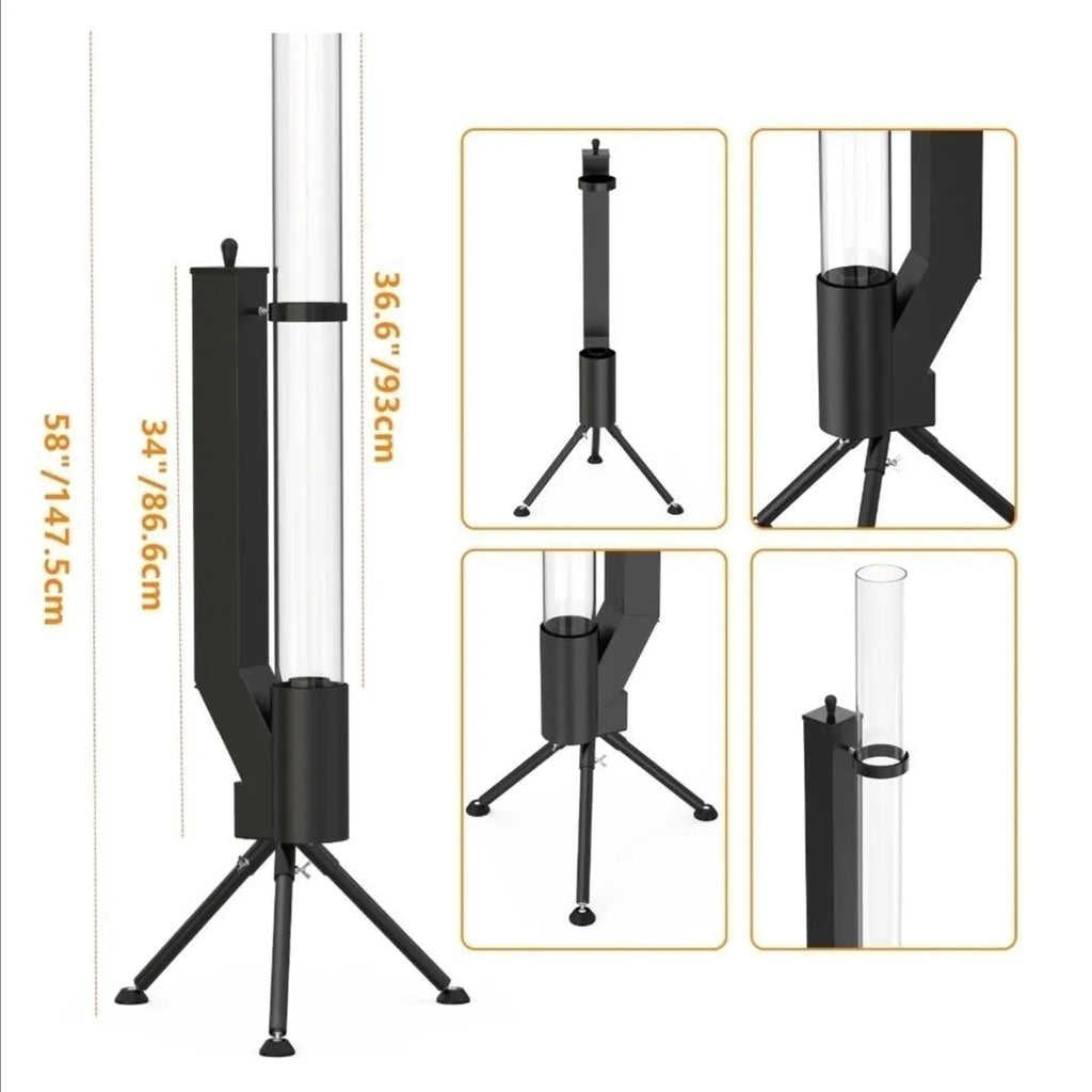 Vertical wood burning rocket furnace heating stove with cast iron construction for courtyard use