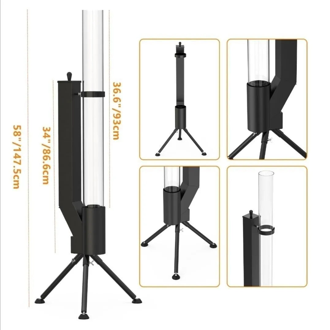Vertical wood burning rocket furnace heating stove with cast iron construction for courtyard use