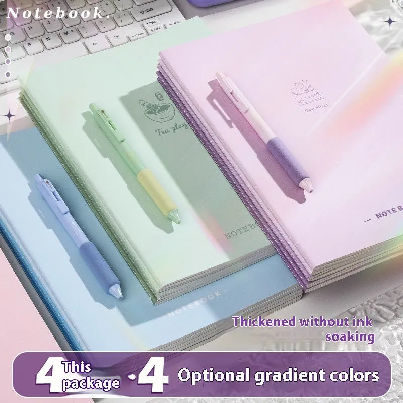 Pack of four gradient colour creative trend notebooks with 60 sheets of 75g wood-free paper each