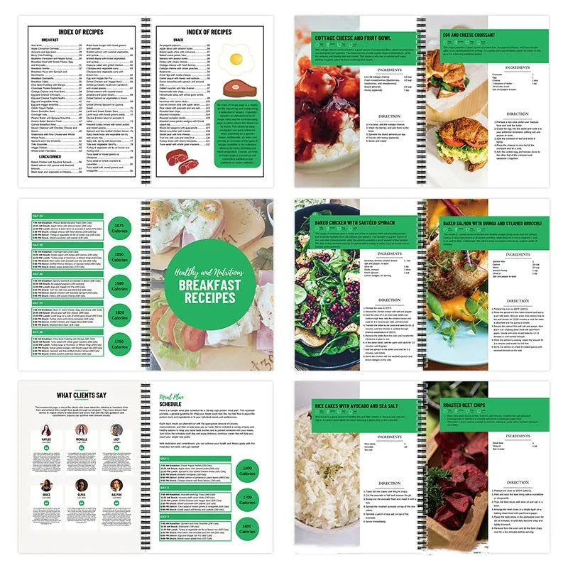 28-day high-protein diet plan book with paper pages, 21cm by 28.5cm, cover labelled 28Day Dietary Plan