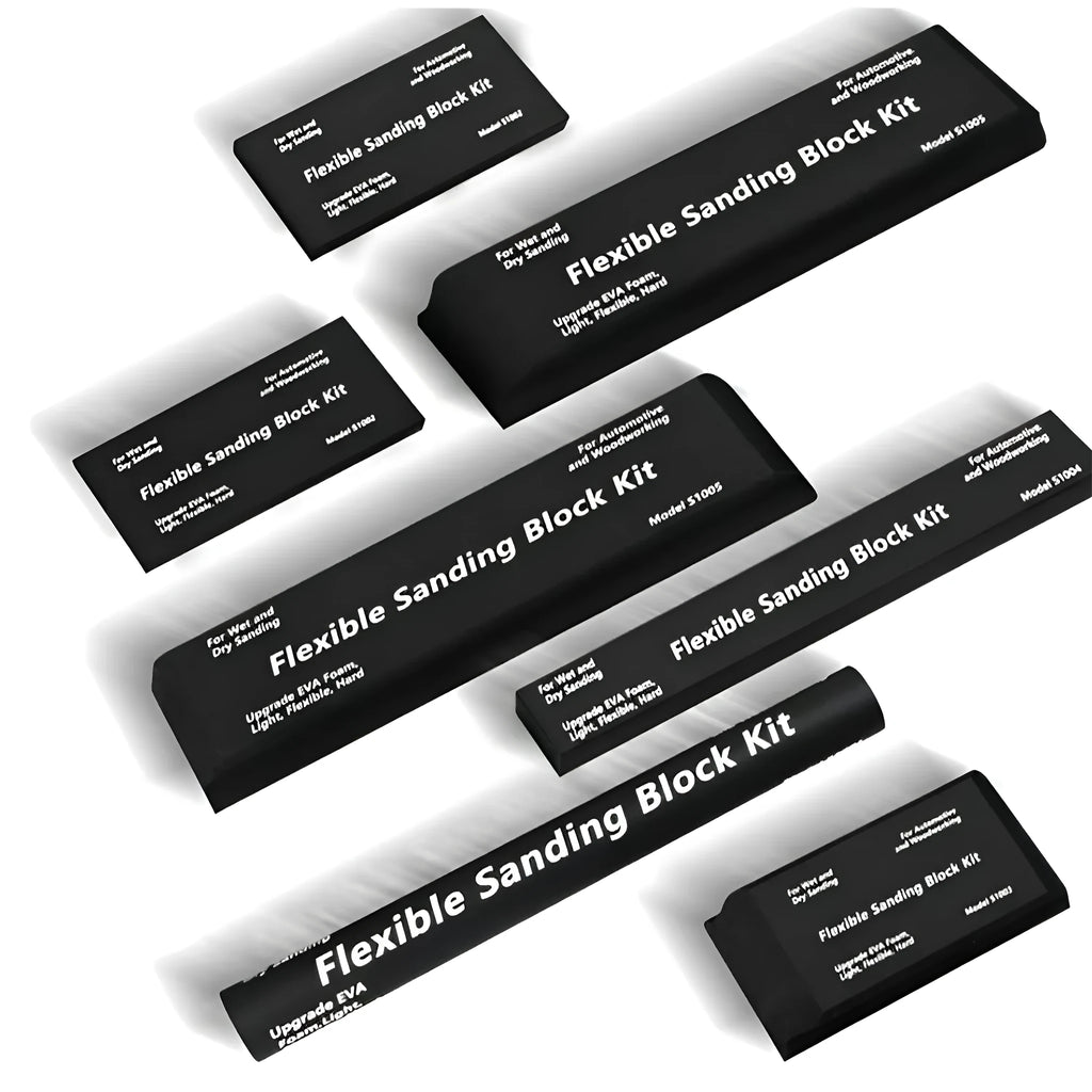 Seven black EVA frosted building blocks with metal connectors for construction and modelling