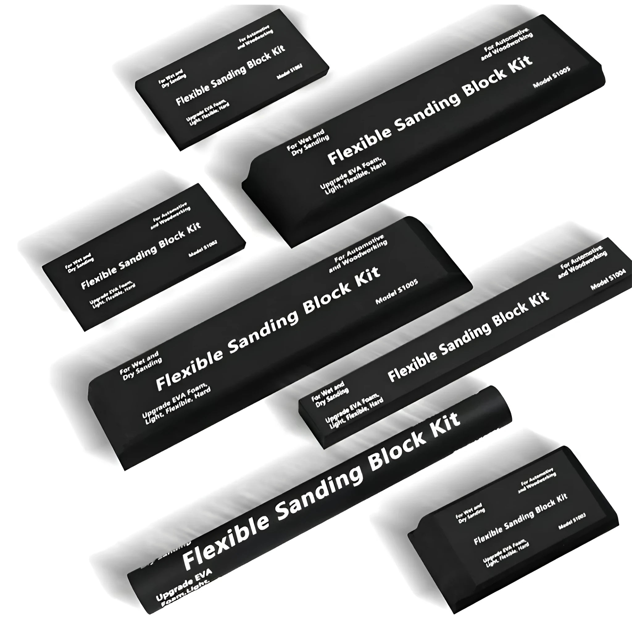 Seven black EVA frosted building blocks with metal connectors for construction and modelling