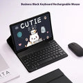 Samsung Galaxy Tab keyboard case set with TPU protective shell, Bluetooth keyboard, and charging mouse in multiple colours
