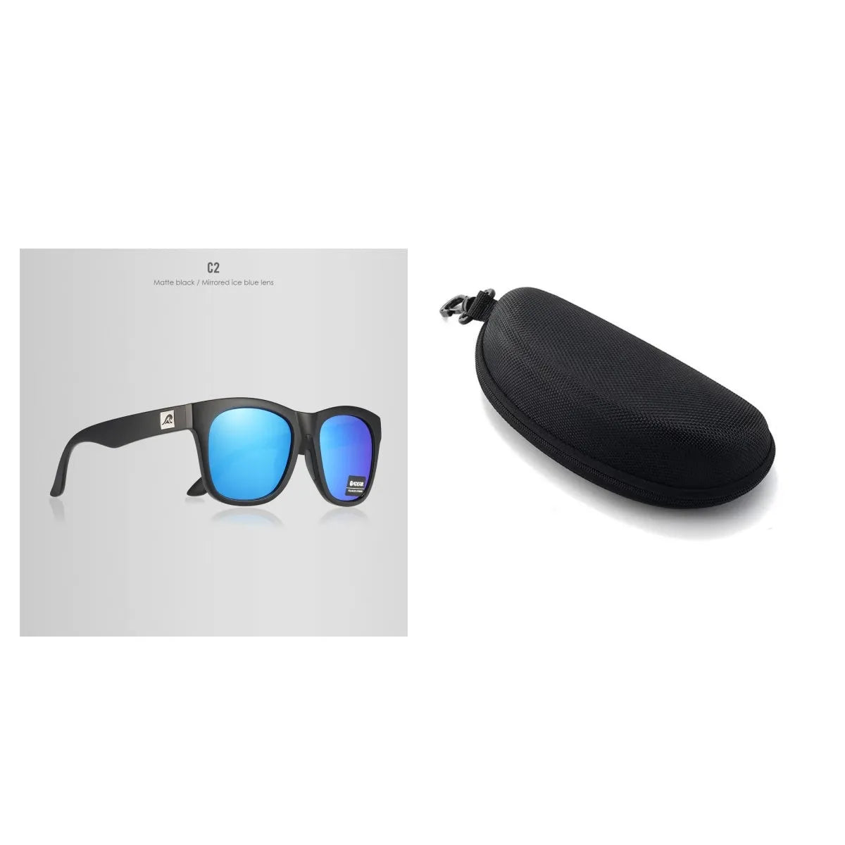 Polarised sunglasses with TAC lenses and PC frame for outdoor driving and fishing.
