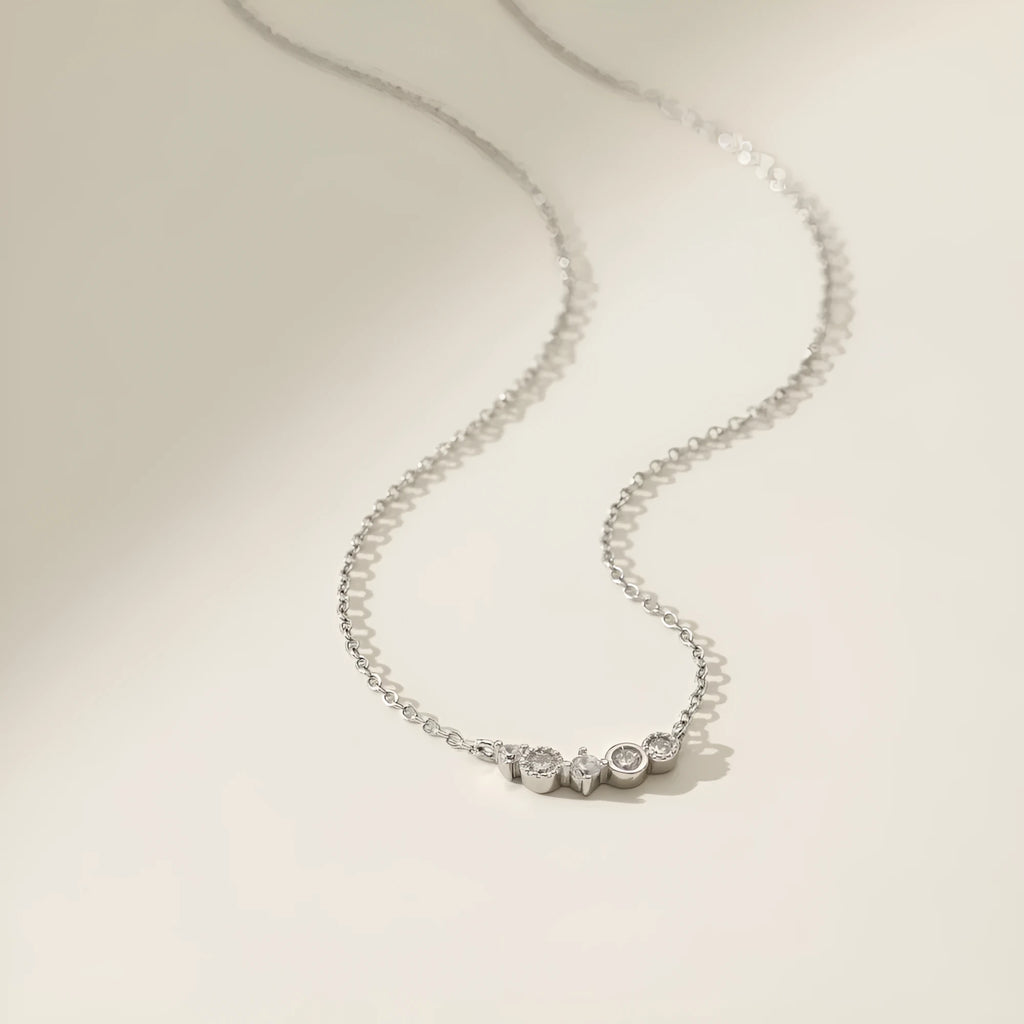 Geometric zircon 925 silver women's necklace with electroplated finish, gold or platinum option