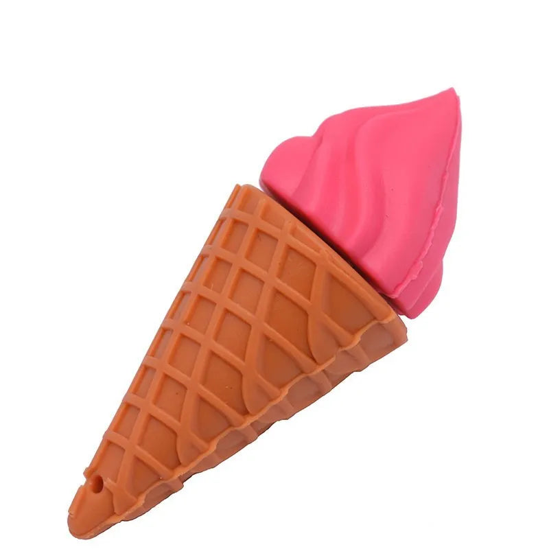 Cute mini ice cream shaped USB flash drive in pink, labelled with storage capacity.