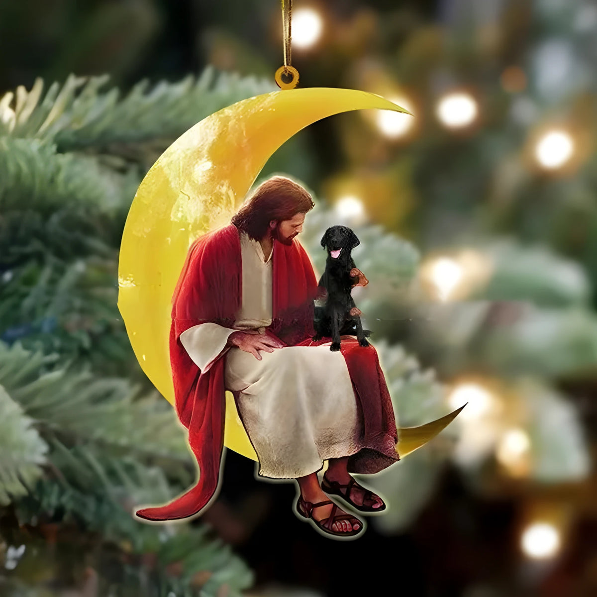 Flat acrylic mini moon Christmas pendant for car interior decoration with rope, cartoon style, multiple colours