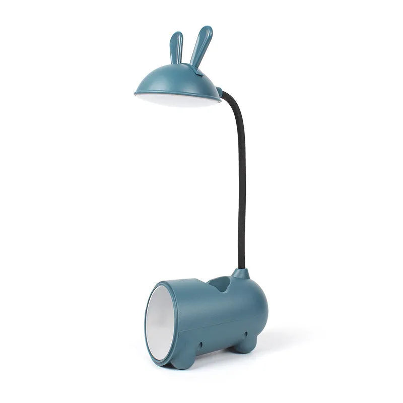 Cartoon desktop lamp with pen container in green, dark blue, or pink colours
