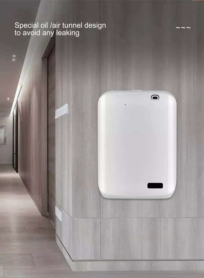 White smart HVAC wall mount aroma diffuser with 150ml capacity and app control functionality