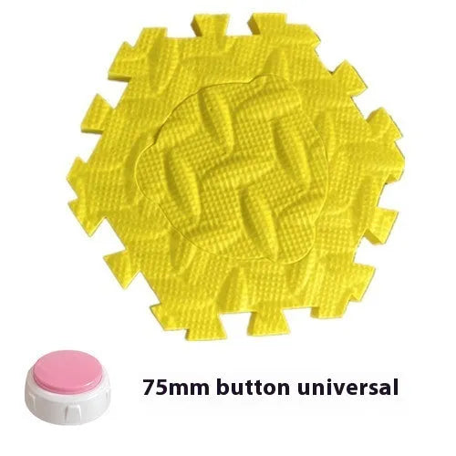 EVA pet chew toy non-slip square mat in yellow with button texture, for dogs