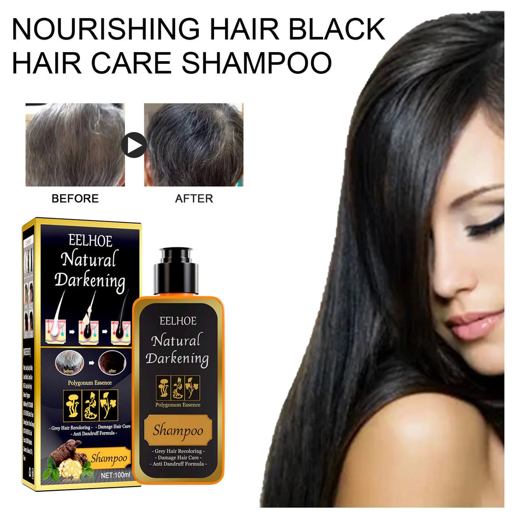 100ml boxed Polygonum Multiflorum shampoo for natural hair colour restoration and cleansing