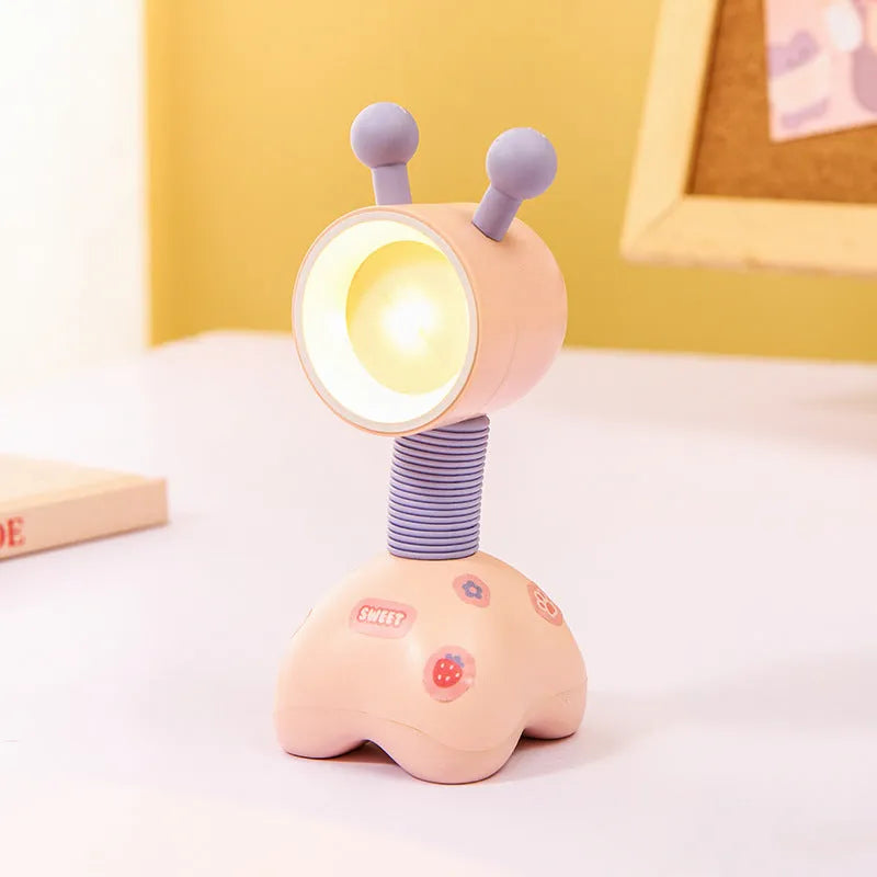 DIY cartoon character small night lamp with adjustable magnetic head in bear design on desk