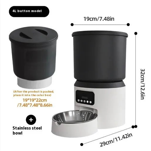 4L smart pet feeder with WiFi control and stainless steel bowl option