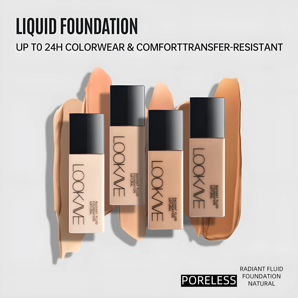 LOOKAVE Matte Liquid Foundation bottle in shade LK63C-01, Ivory White